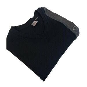 Icebreaker Sport 320 100% Pure Merino Wool Black V Neck Pullover Sweater Men's M